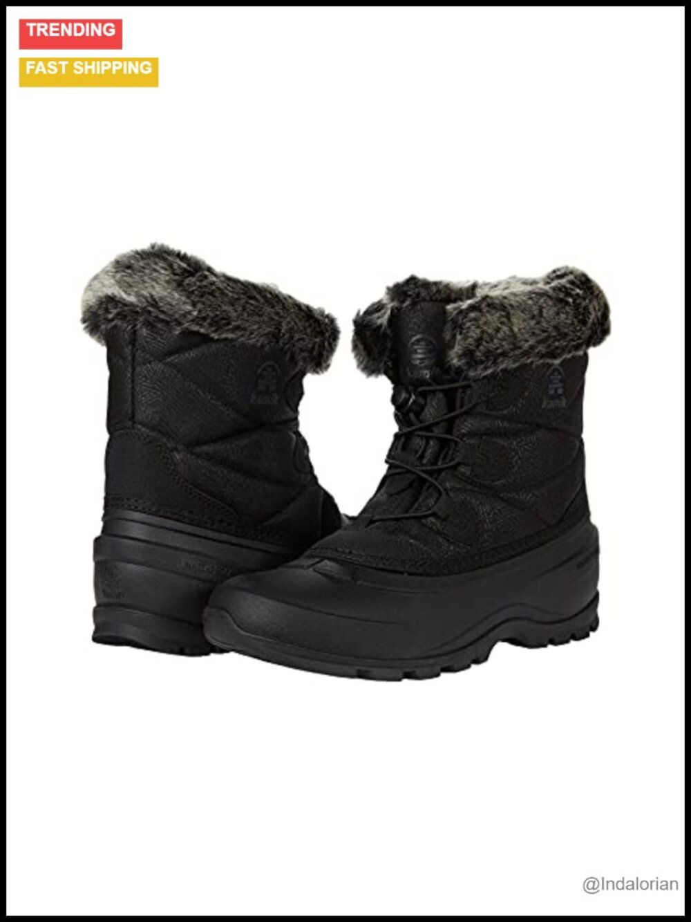 Insulated Thermal Snow Boots with Faux Fur Collar, Waterproof Winter Boots